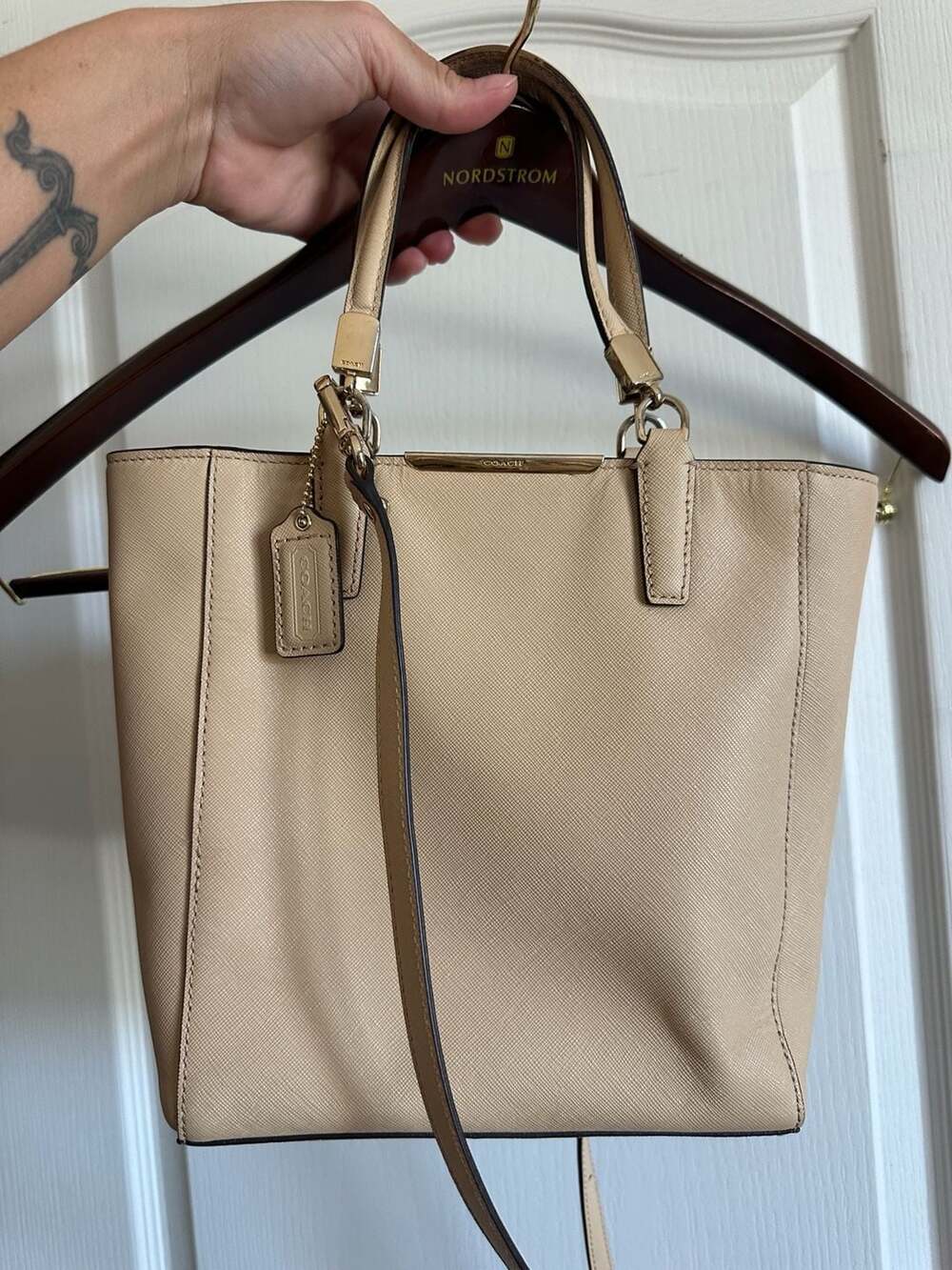 Coach Crossgrain Leather Mini Christie Carryall Beige Crossbody Bag